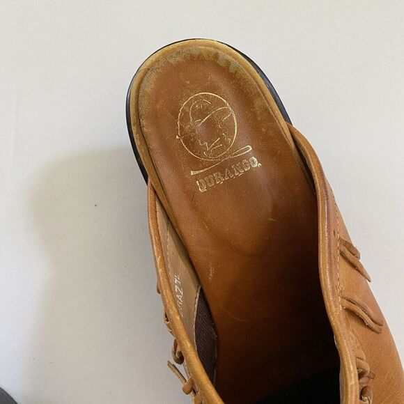 Durango Slid On Leather Heeled Shoes Women’s 7 Light Brown Boho Western Fringe - Picture 3 of 11